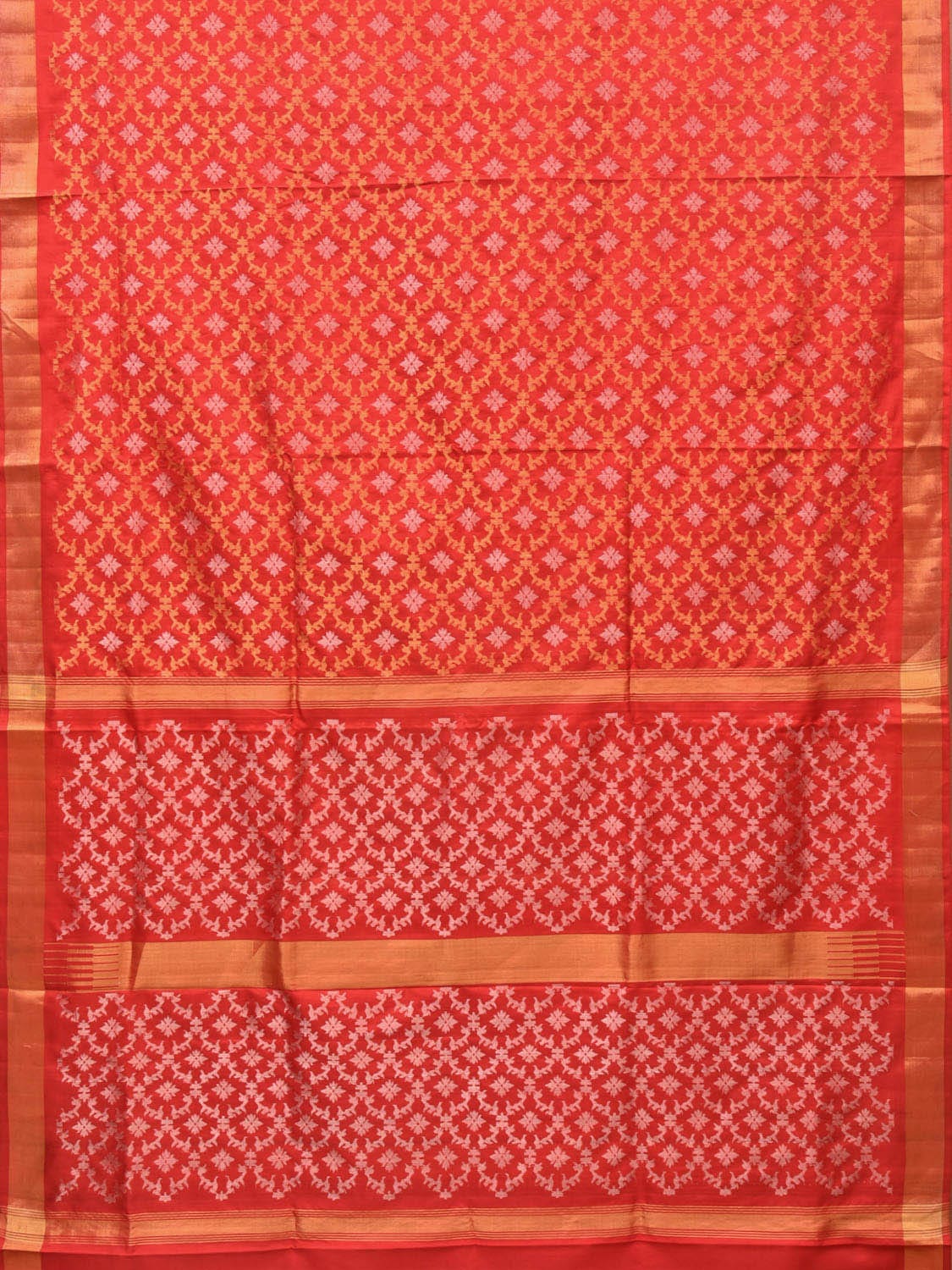 Red Uppada Silk Handloom Saree with All Over Jamdani Design - Global Threads | Grocsy