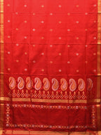 Red Uppada Silk Handloom Saree with Mango Pallu Design - Global Threads | Grocsy