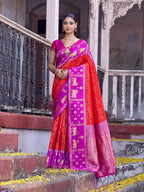 Anaita Red Soft Silk Woven Saree With Blouse | Grocsy