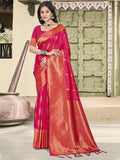 Anaita Red Soft Silk Woven Saree With Blouse | Grocsy