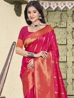 Anaita Red Soft Silk Woven Saree With Blouse | Grocsy