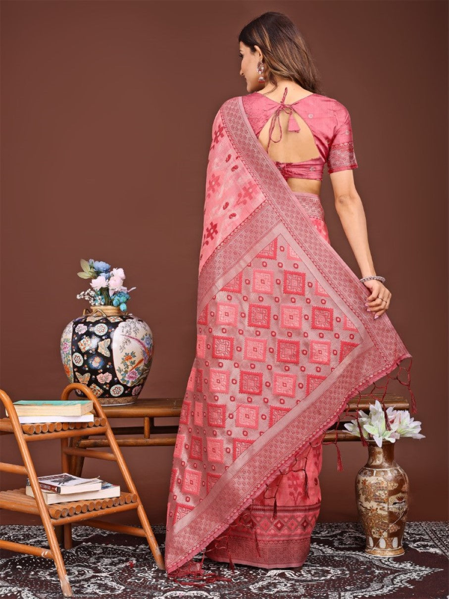 Anaita Red Banarasi Silk Saree With Blouse | Grocsy