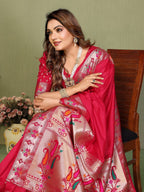 Anaita Red Paithani Gala Silk Saree With Blouse | Grocsy