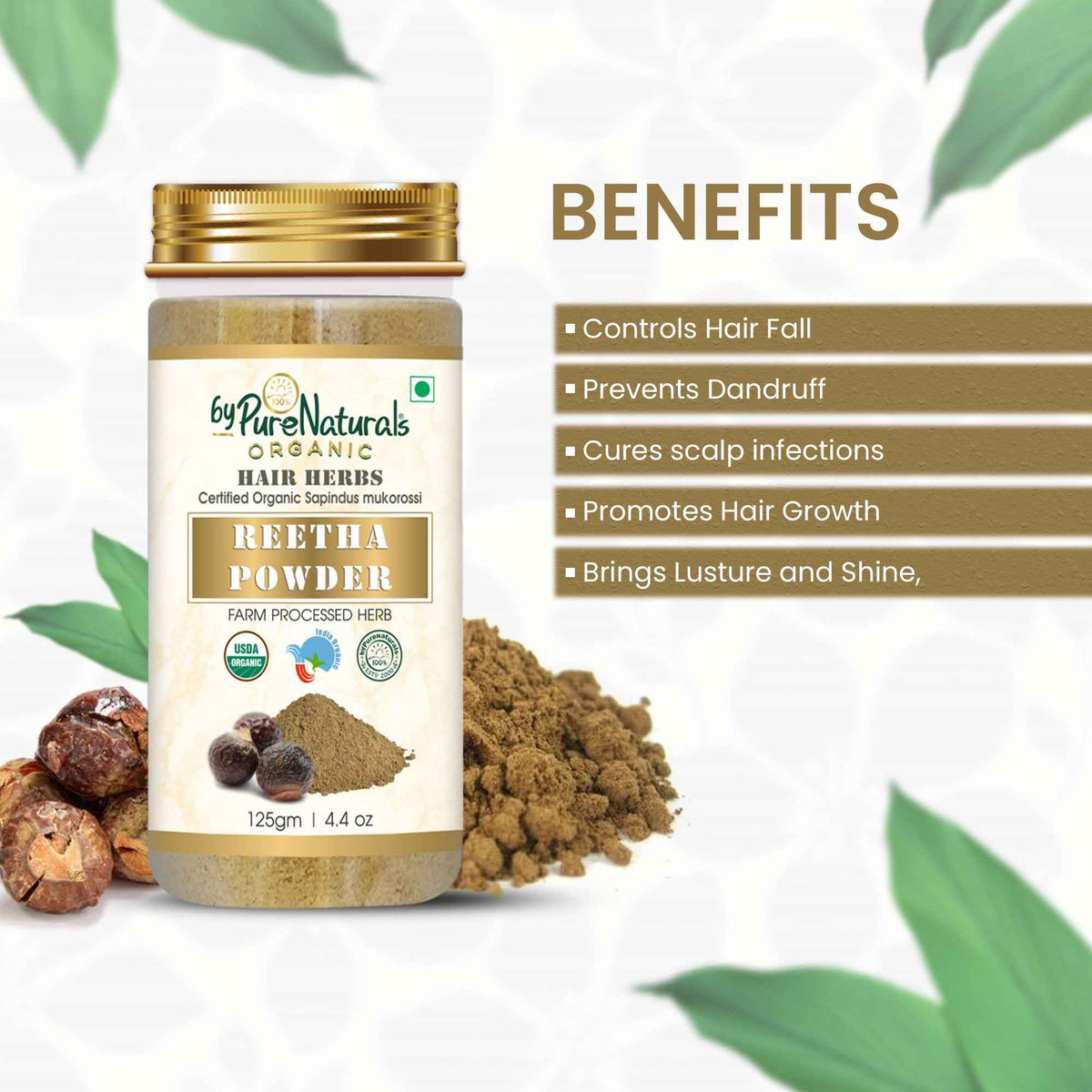 byPureNaturals Organic Reetha Powder | Grocsy