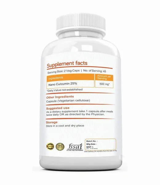 Ramini Bio Nutrition Nano Curcumin 500mg Veg Capsules | Grocsy