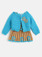 ChutPut Hand knitted BlueBerry Wool Dress For Baby Girls - Blue | Grocsy