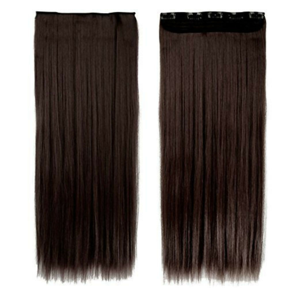 Bronson Professional 24 Clip-In Hair Extensions Dark Brown Straight Hair - Volume - 2 | Grocsy