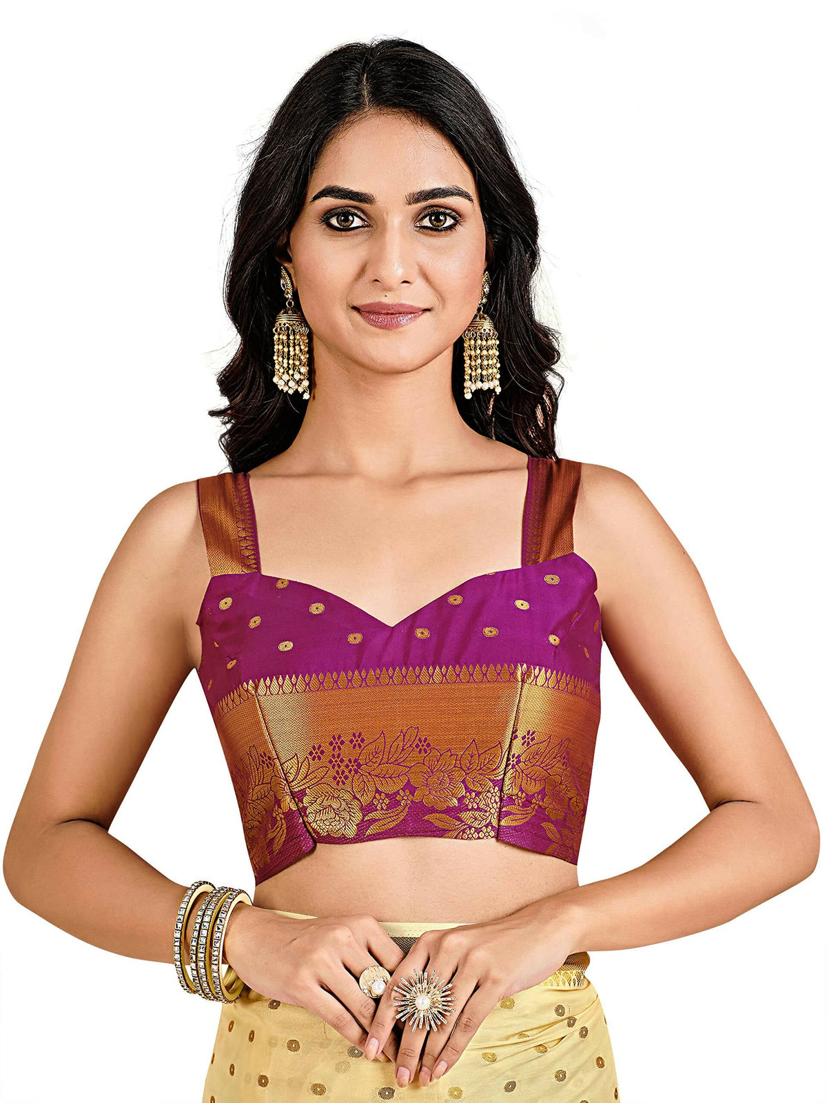 Mimosa Women's Beige Mysore Silk Crepe Saree | Grocsy