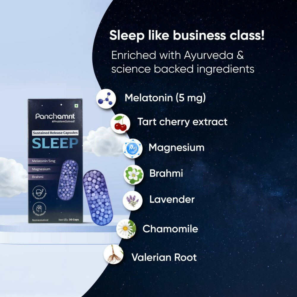 Panchamrit Sustained Release Capsules For Sleep with 5mg Melatonin | Grocsy