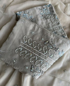 KC Heavy Chiffon Silk Green Hand Embroidered Straight Suit For Women Wedding | Grocsy