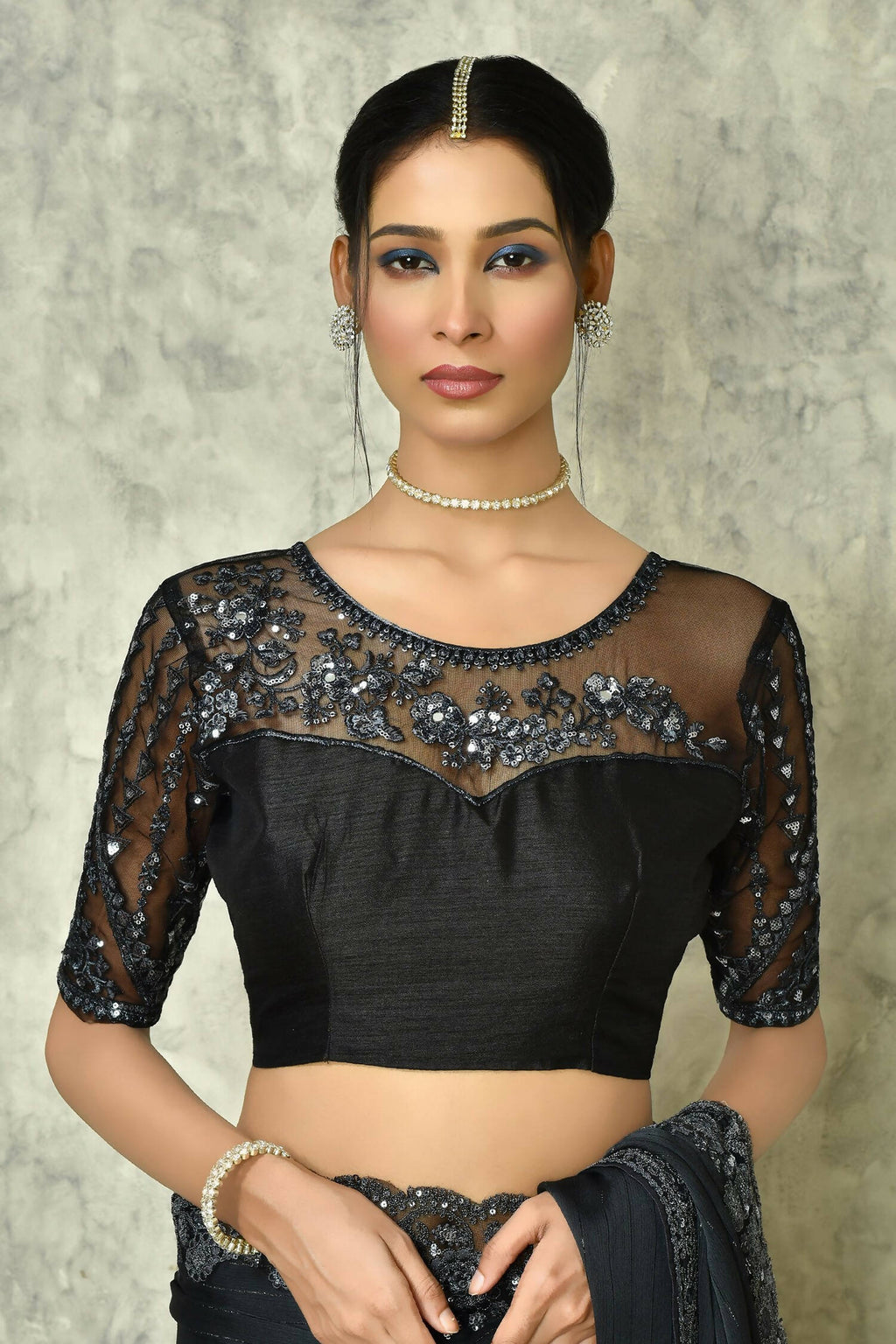 Black Silk Solid Designer Saree with Blouse - Purvi | Grocsy