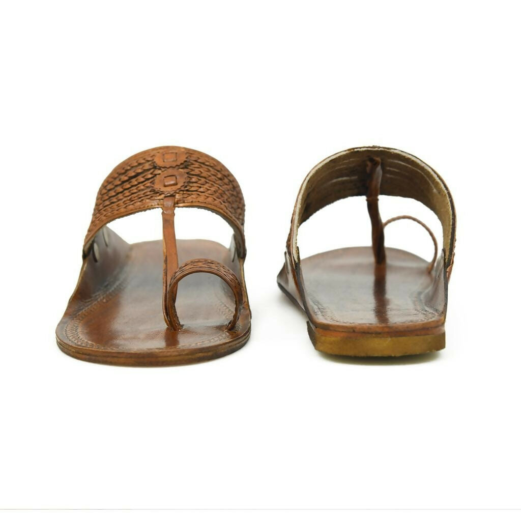 Stepsoft Men'S Brown Kolhapuri Chappal | Handcrafted Leather Slip-On Ethnic Footwear | Grocsy