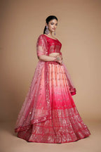 Jyoti Fashion Women's Coral Heavy Chinon Sequins Embroidered Designer Lehenga Choli Set | Grocsy