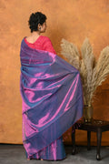 Very Much Indian Fusion Cotton Tissue Shimmer Saree - Dual Tone Purple | Grocsy