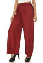 Mominos Fashion Moeza Reyon Cotton Maroon Color Chikan Work Palazzo | Grocsy