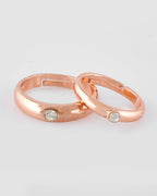 VOJ Stainless Steel Cubic Zirconia Gold-Polished Adjustable Couple Ring Set | Grocsy