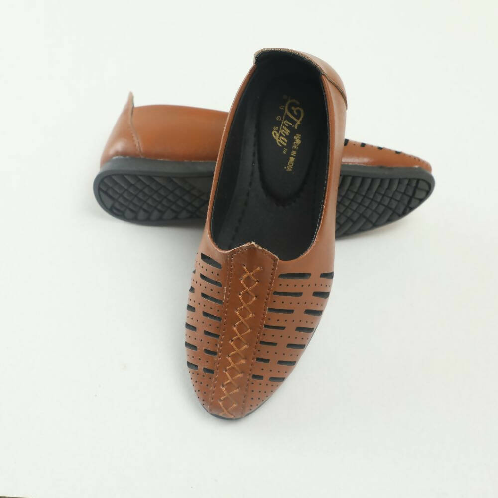 Tiny Bugs Boys Party & Ethnic Wear Mojari - Tan | Grocsy