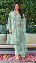 Anaita Light_Green Embroidered Organza Stitched Salwar Suit | Grocsy