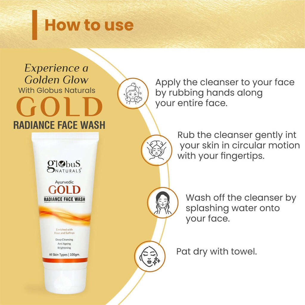 Globus Naturals Gold Radiance Anti Ageing & Brightening Face Wash | Grocsy