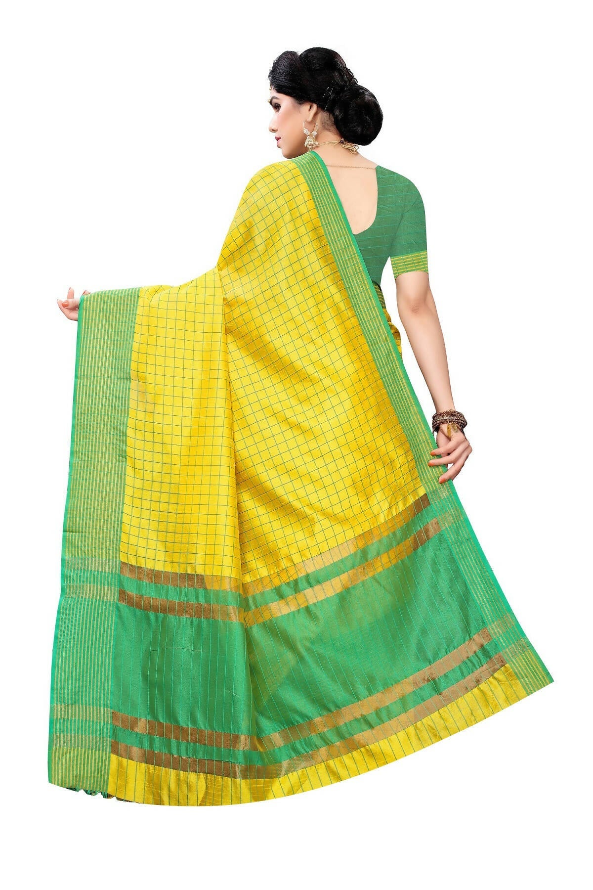 Vamika Yellow Cotton Silk Weaving Saree (Manipuri Yellow) | Grocsy