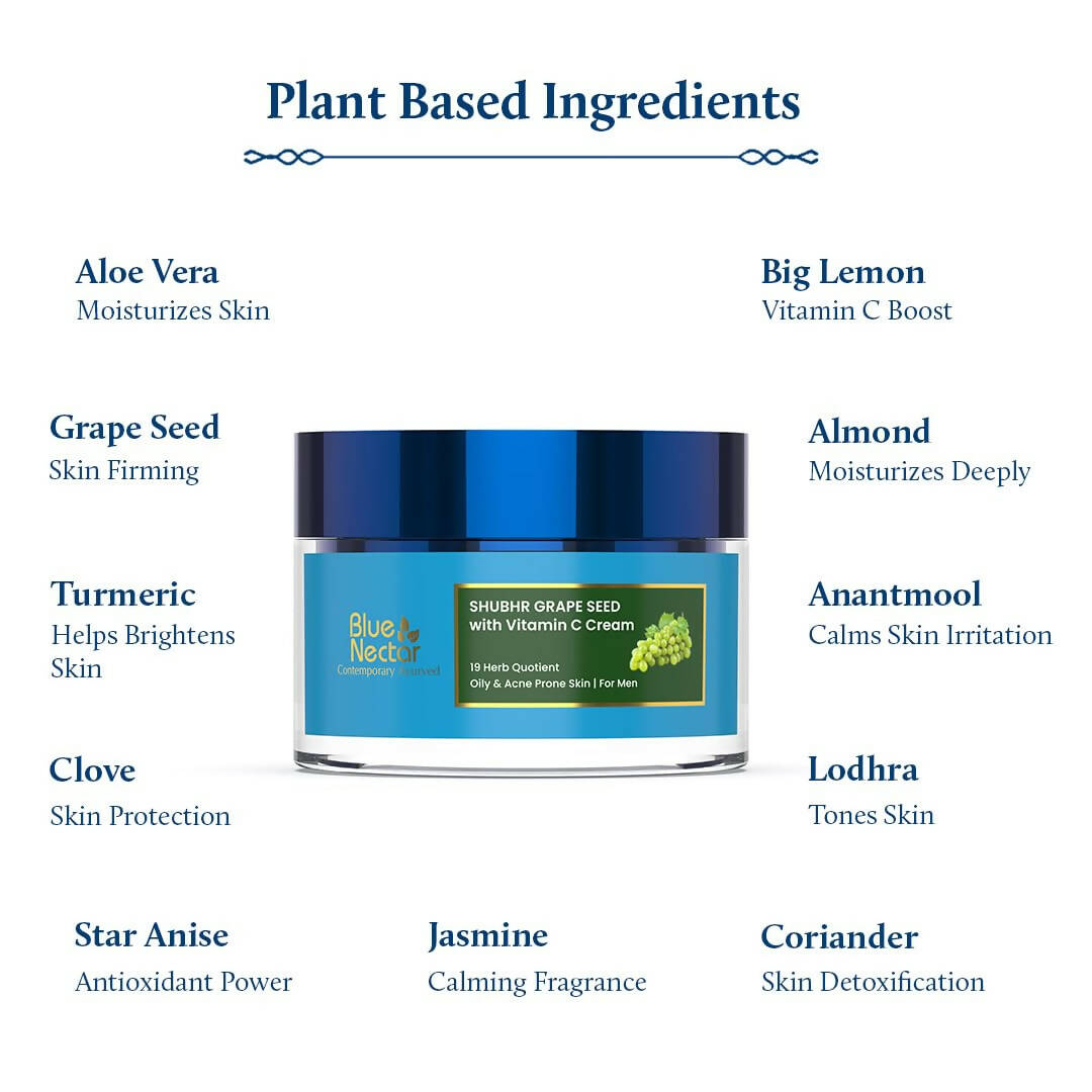 Blue Nectar Shubhr Grape Seed with Vitamin C Face Cream | Grocsy