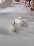 Long kundan earring (Mint green ) - Ruby Raang | Grocsy
