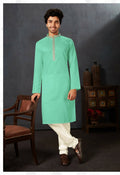 Joban Fashion C.Green Cotton Kurta Pyjama | Grocsy