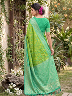 Shree Shyam Fashion Rama Green Soft Silk Saree | Grocsy