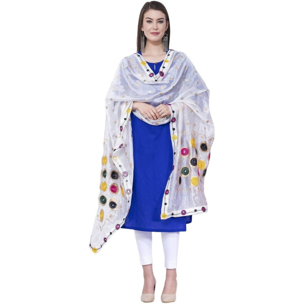 A R Silk White Color Multi rasgulla Silk Dupattas and Chunnis | Grocsy