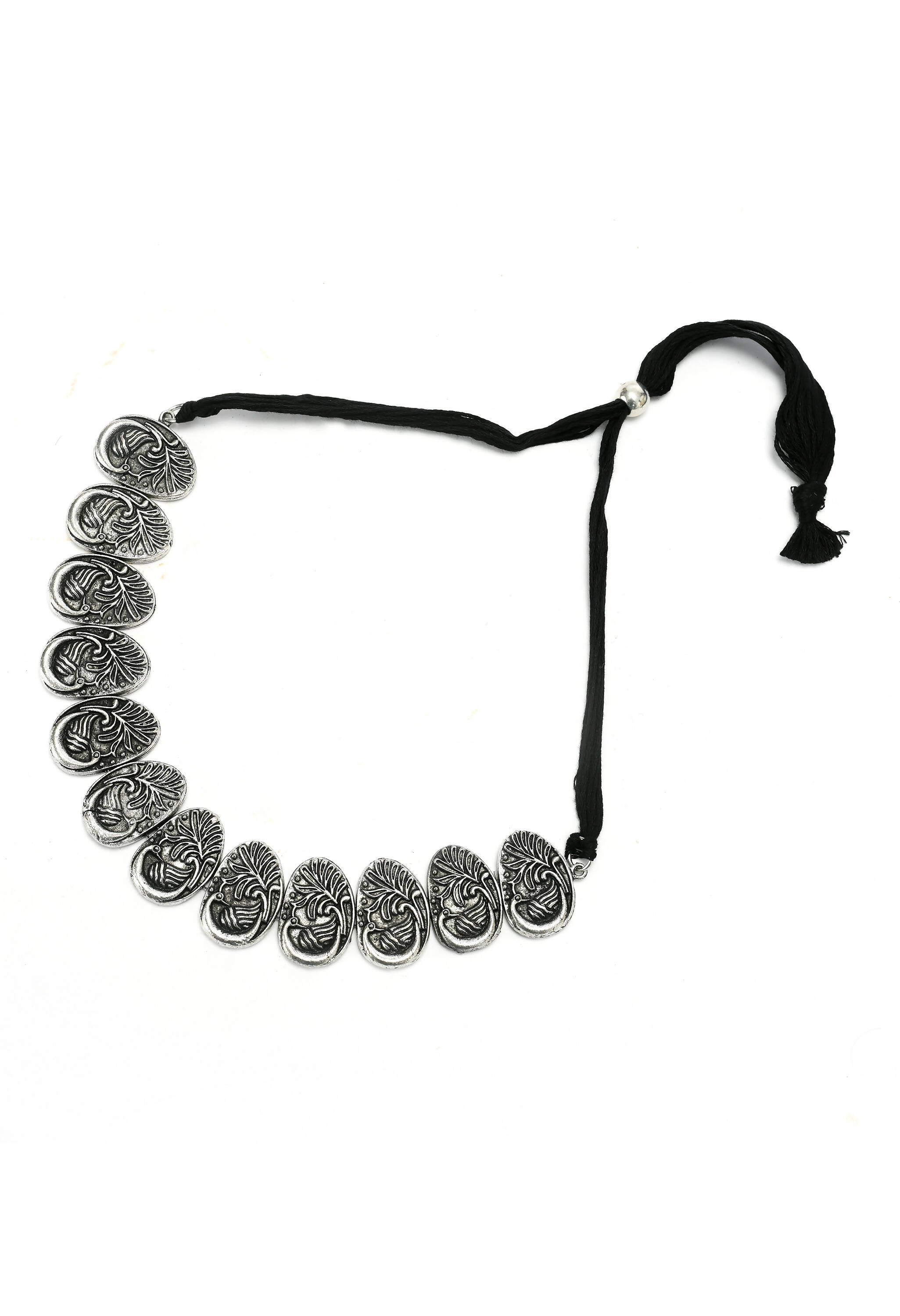 Mominos Fashion Johar Kamal Oxidised Silver-Plated Brass Finish Choker For Women | Grocsy