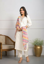 Festive Wear Ethnic White viscose blend Stitched Suit With Dupatta - Tanisha | Grocsy