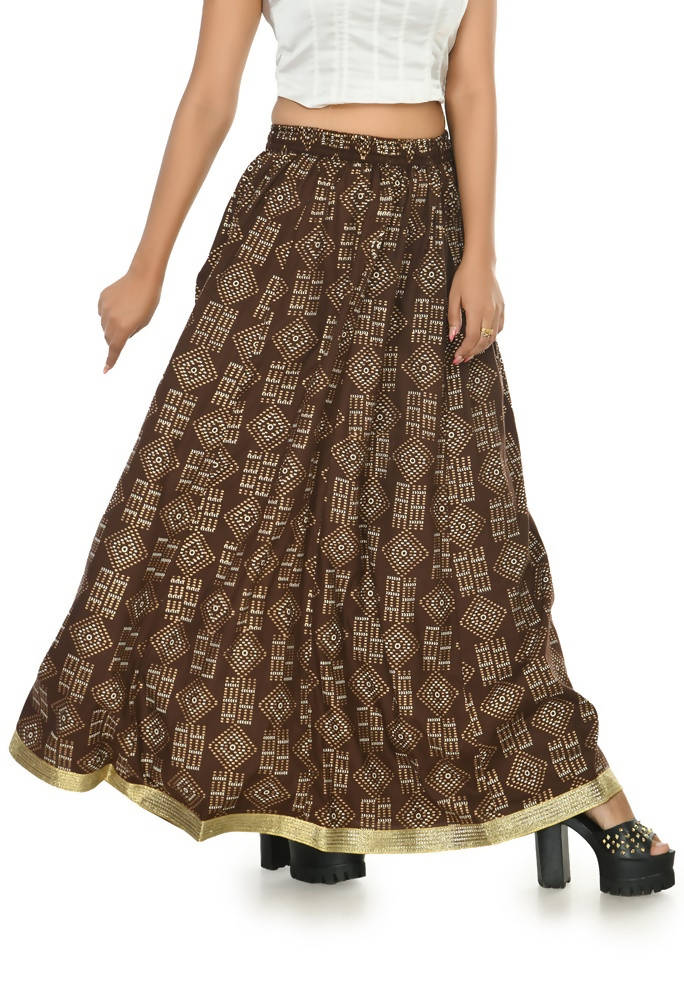 Mominos Fashion Moeza Cotton Coffee Color Printed Lehenga (Lancha) | Grocsy