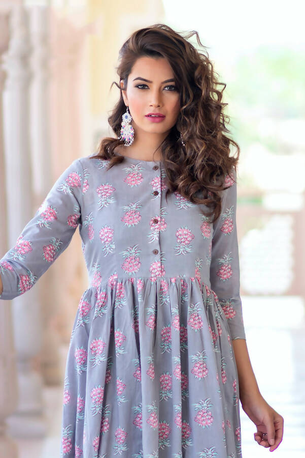 Partywear Designer Lavender Pure Maslin Gown - Anbazaar | Grocsy