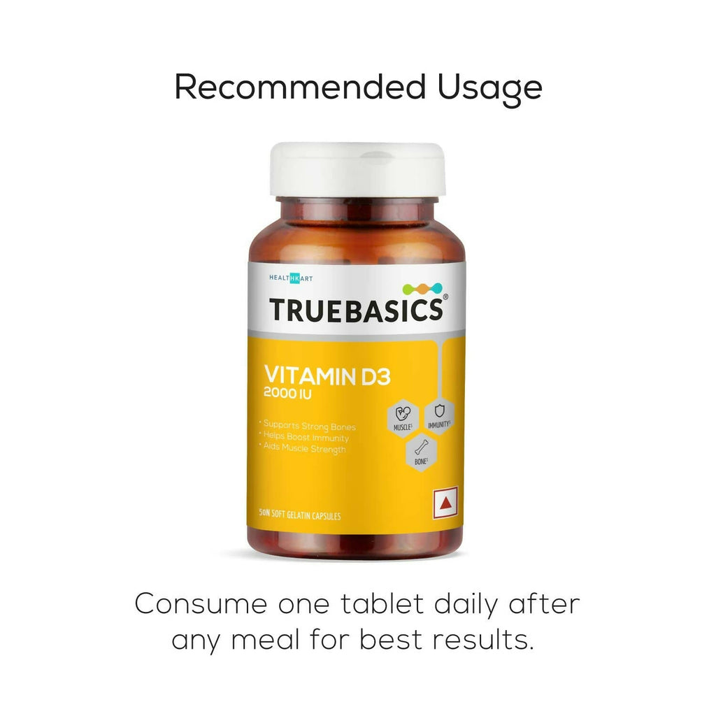 TrueBasics Vitamin D3 2000 IU Capsules | Grocsy