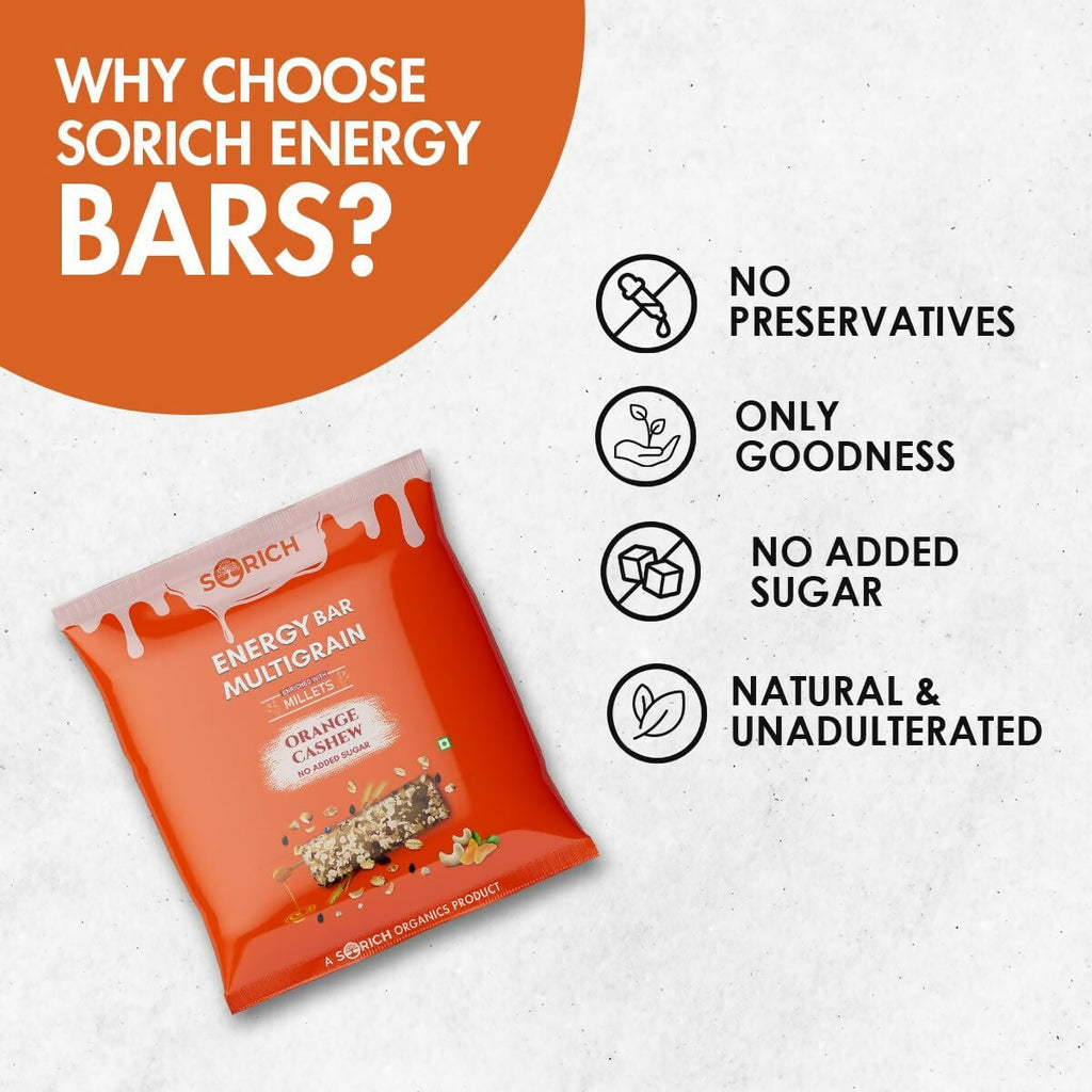 Sorich Organics Multigrain Energy Mini Bars Orange Cashew | Grocsy