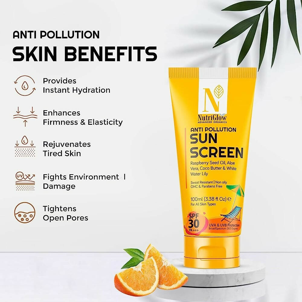 NutriGlow Advanced Organics Anti Pollution Sun Screen SPF 30 PA+++ | Grocsy