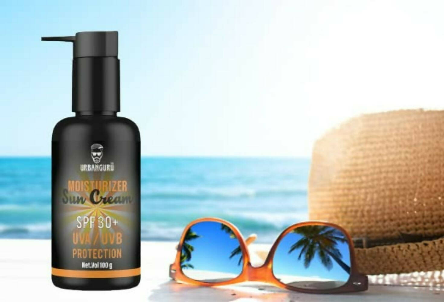 Urbanguru Men's Daily Glow Sunscreen & Moisaturizer SPF30+ UVA/UVB Sun Protection | Grocsy