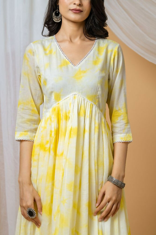 Joban Fashion Yellow Tie & Dye Kurta Pant Set | Grocsy