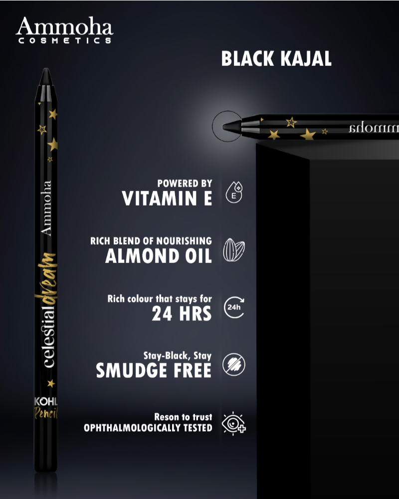 Ammoha Cosmetics Black waterproof Kohl Pencil | Grocsy