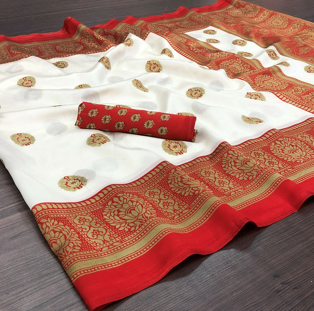Vamika Red Printed Art Silk Saree | Grocsy