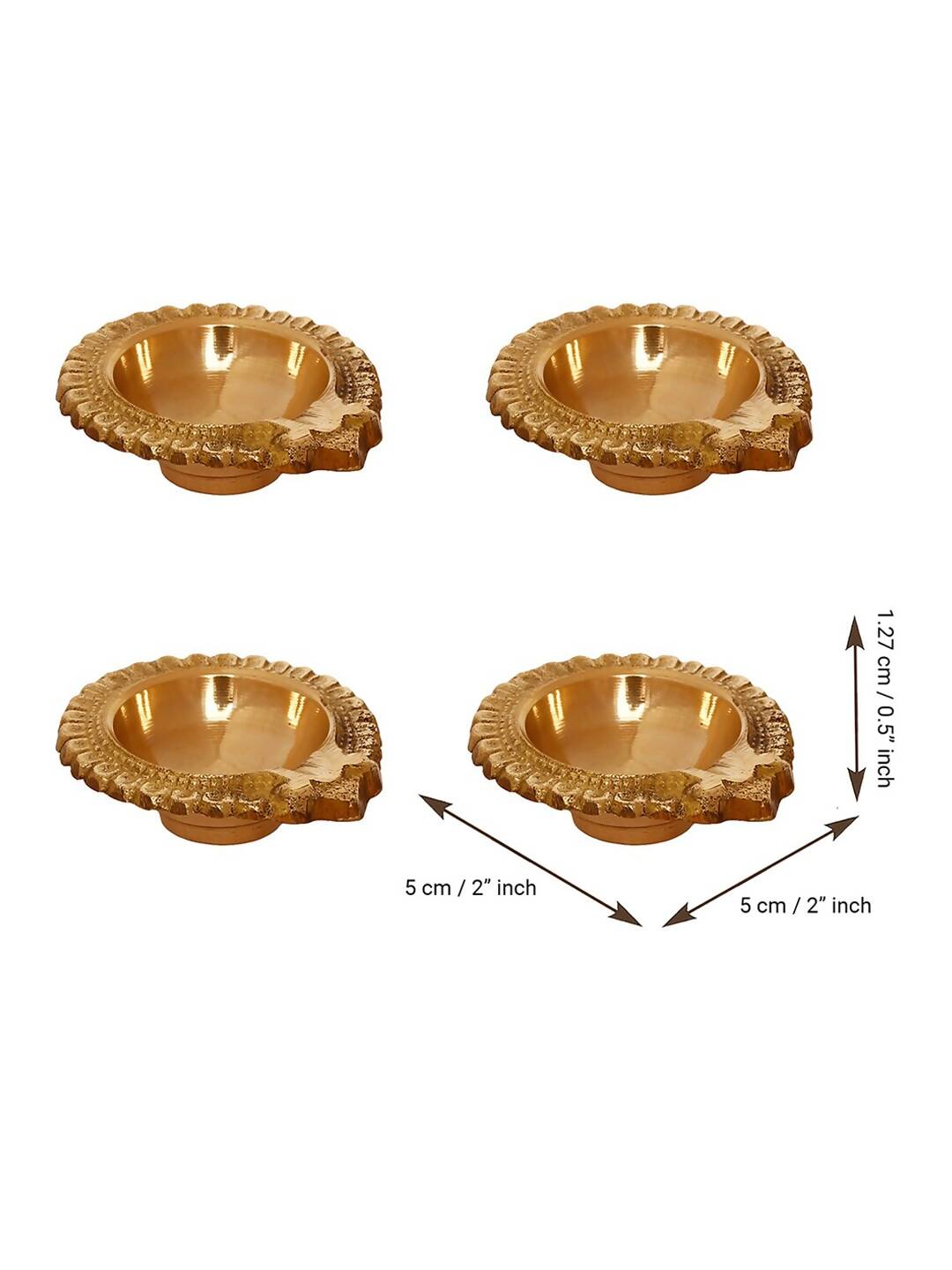 eCraftIndia Set of 4 Handcrafted Brass Diyas | Grocsy