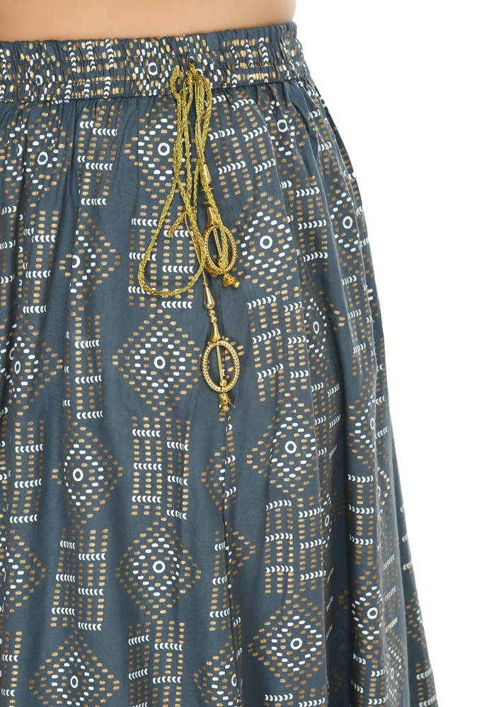 Mominos Fashion Moeza Cotton Grey Printed Lehenga (Lancha) | Grocsy