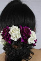 Purple and white Velvet Rose Gajra | Grocsy