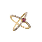 Gold-Polished Alloy Traditional Red Green Ring - The Pari | Grocsy