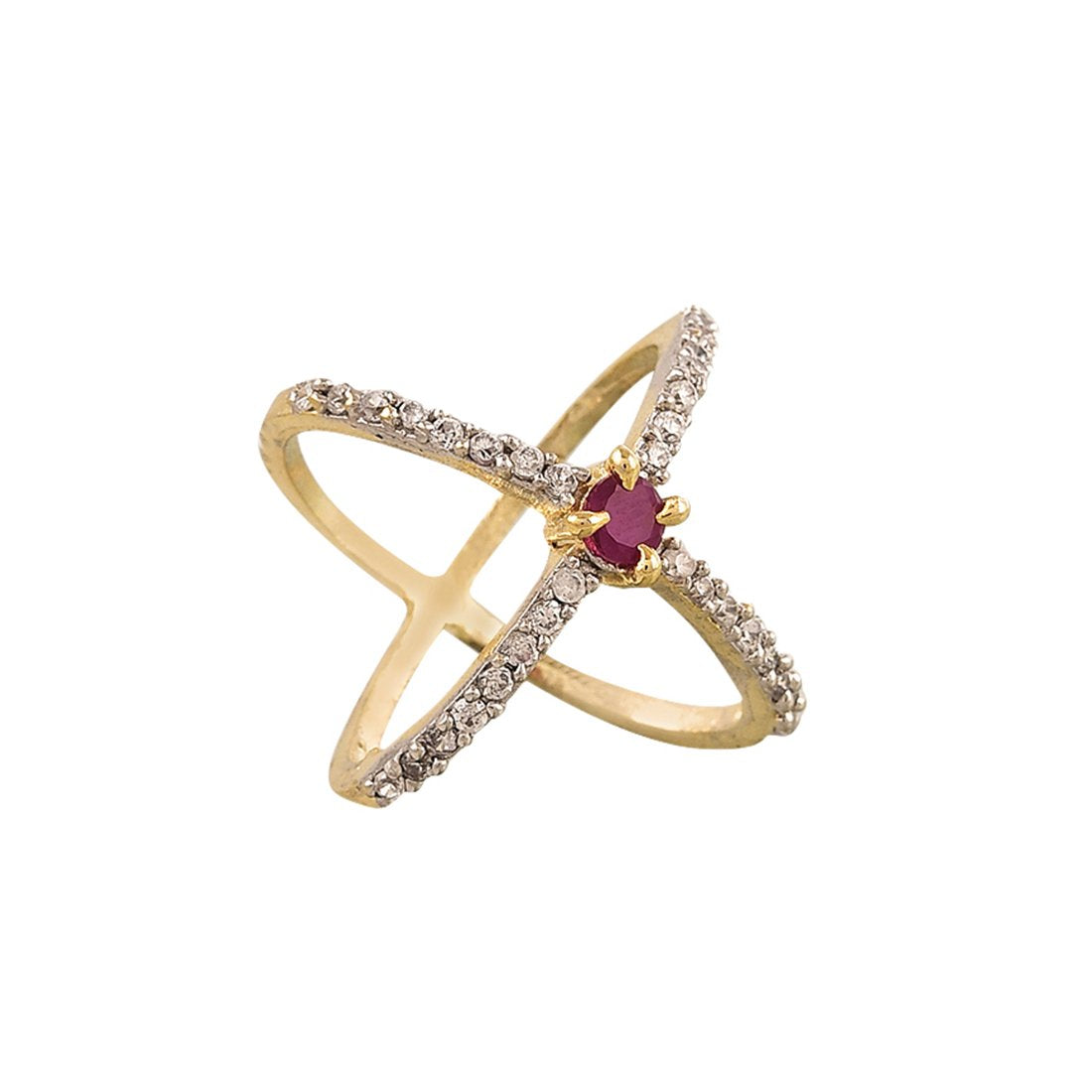 Gold-Polished Alloy Traditional Red Green Ring - The Pari | Grocsy