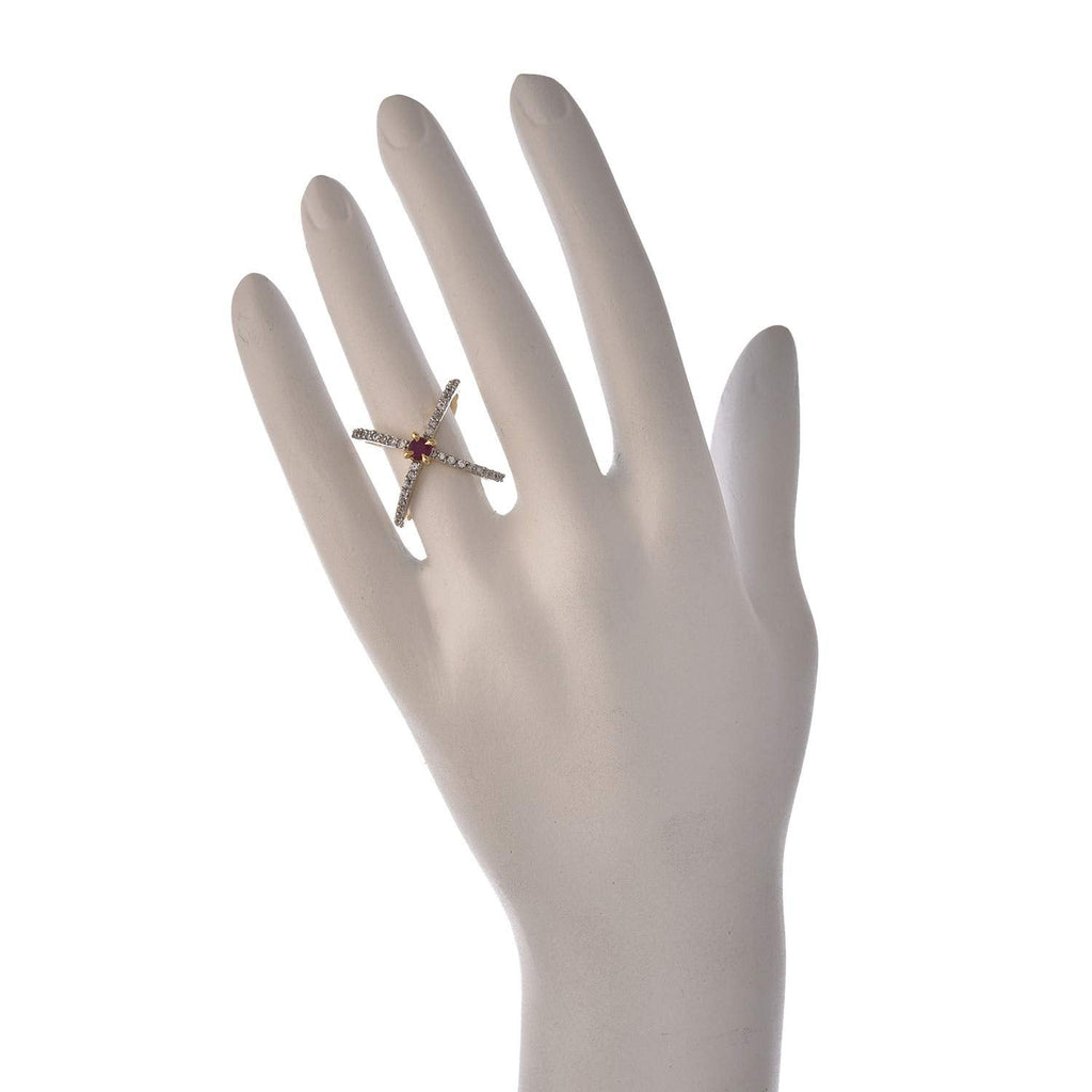 Gold-Polished Alloy Traditional Red Green Ring - The Pari | Grocsy