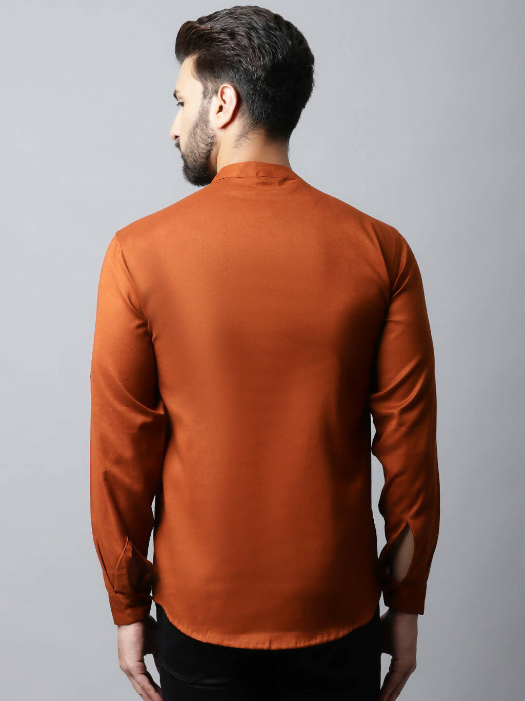 Even Apparels Brown Color Linen Pure Cotton Men's Kurta With Side Placket (SLD1137) | Grocsy