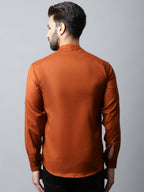 Even Apparels Brown Color Linen Pure Cotton Men's Kurta With Side Placket (SLD1137) | Grocsy