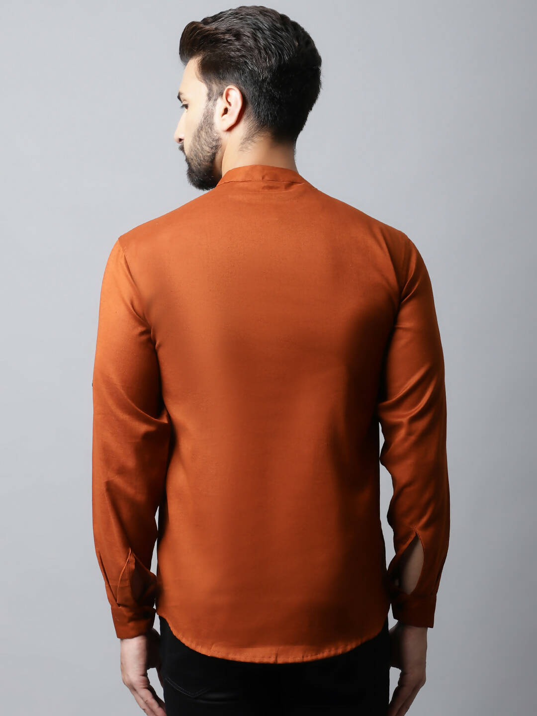 Even Apparels Brown Color Linen Pure Cotton Men's Kurta With Side Placket (SLD1137) | Grocsy