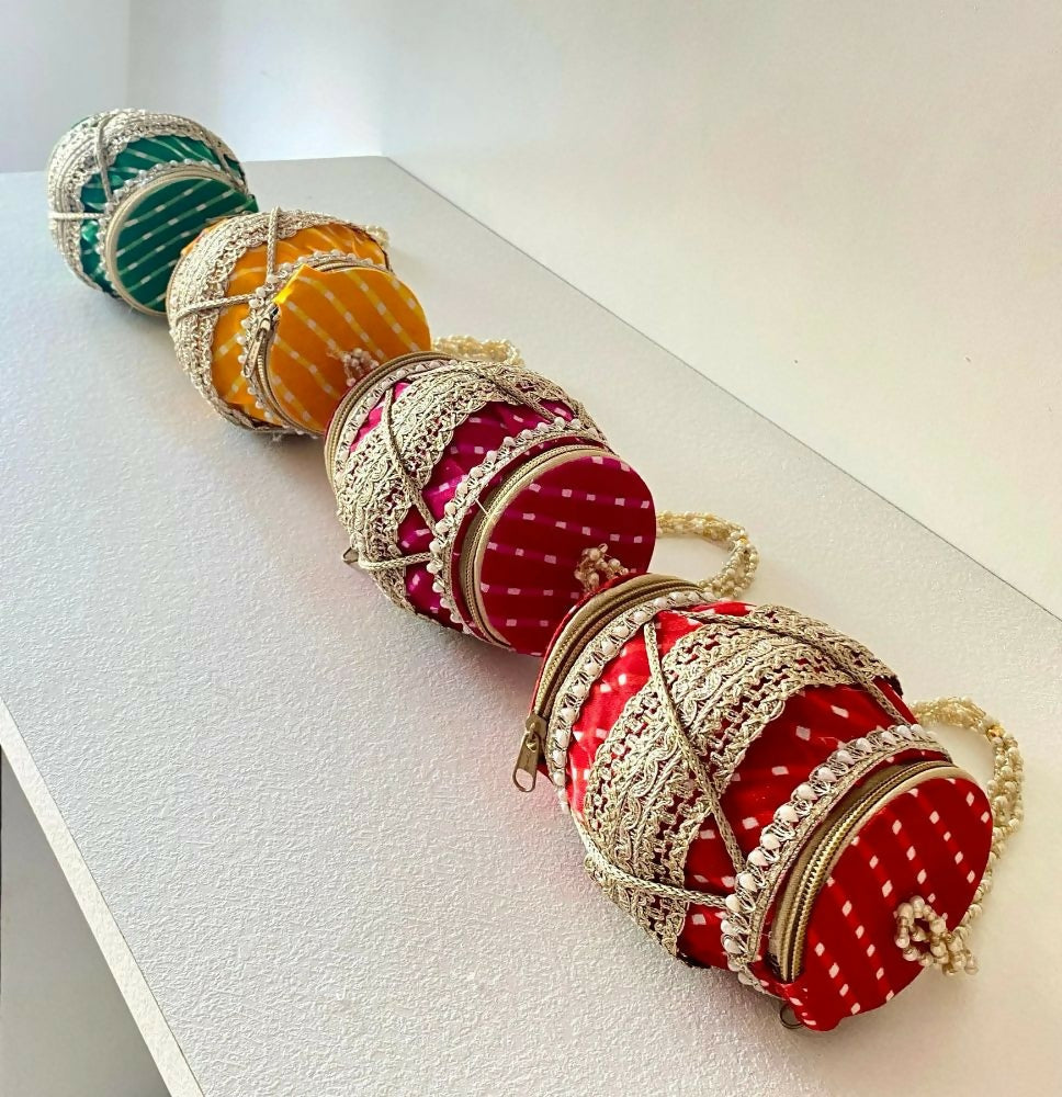 Joban Fashion Dholak Designer Potli Bags For Wedding Favours ( Pack Of 4 ) - Multicolor | Grocsy